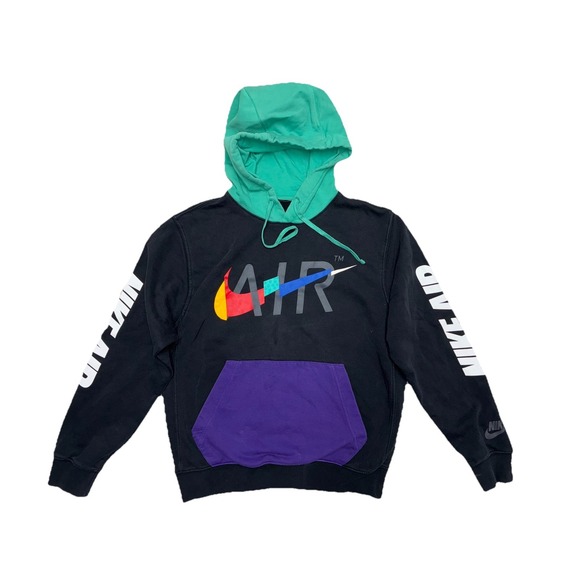 Nike Air Hoodie Men's S Black Game Changer Pullover‎ Sweatshirt 90s Swoosh - Picture 1 of 10